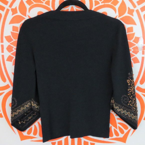 Michelle Nicole Black & Brown Beaded Blouse M - Picture 3 of 3